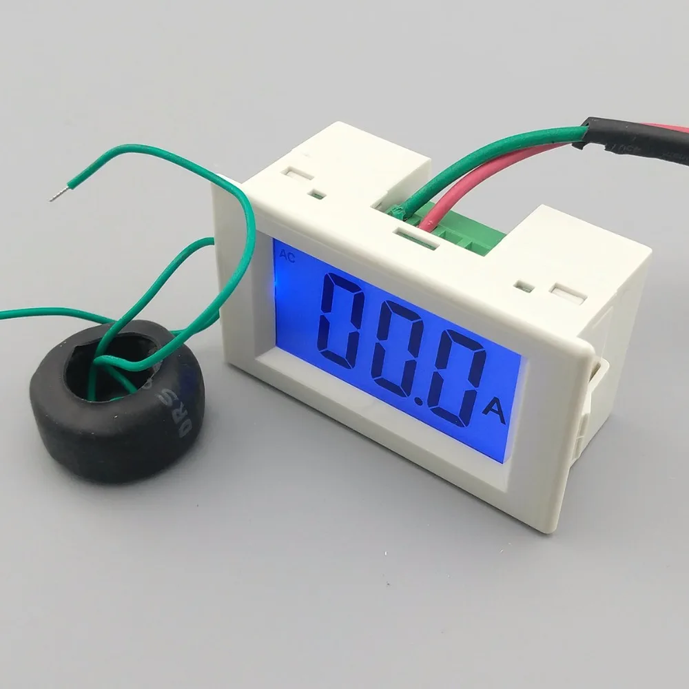 Display lcd branco e preto, ampere, medidor de alcance, ac, 0-100,0a, monitor de painel, luz de fundo azul, 80-300v