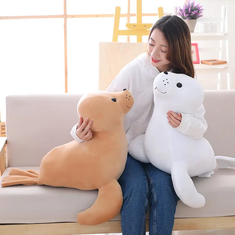 

Pop Cute Sea Animal Sea Lion Plush Toy Big Stuffed Gentle Cartoon Doll Pillow for Baby Gift Decoration 24inch 60cm