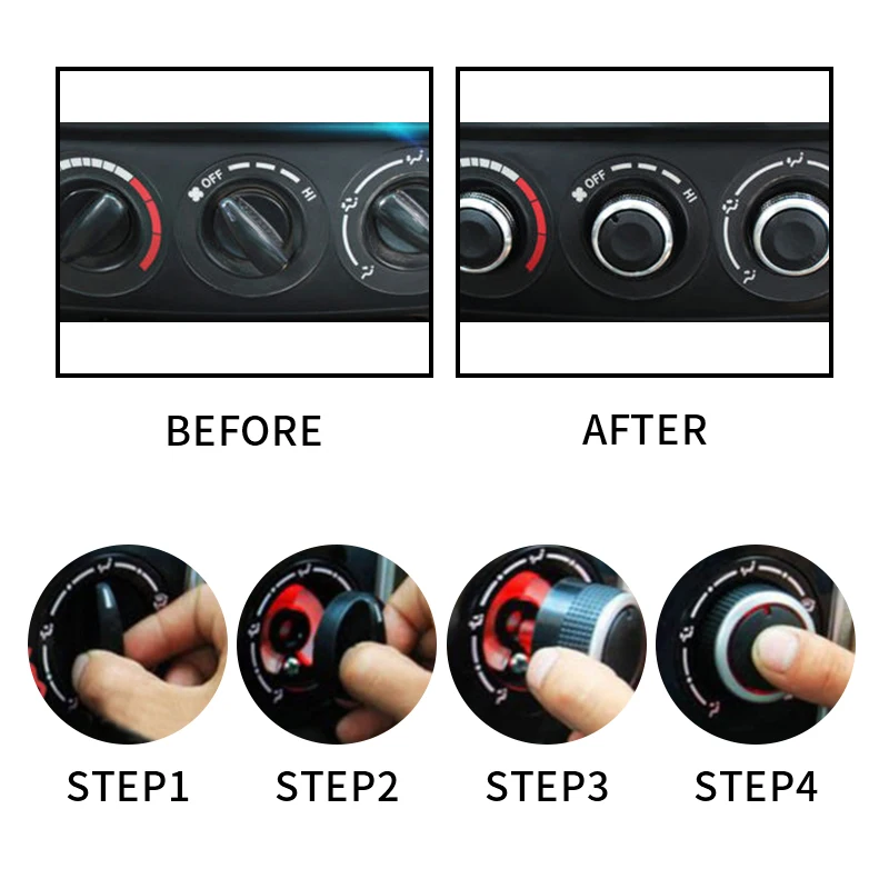 3pcs/set Aluminum alloy air conditioning knob For Geely Panda 2009 - 2017 heat control switch ac knob car accessories