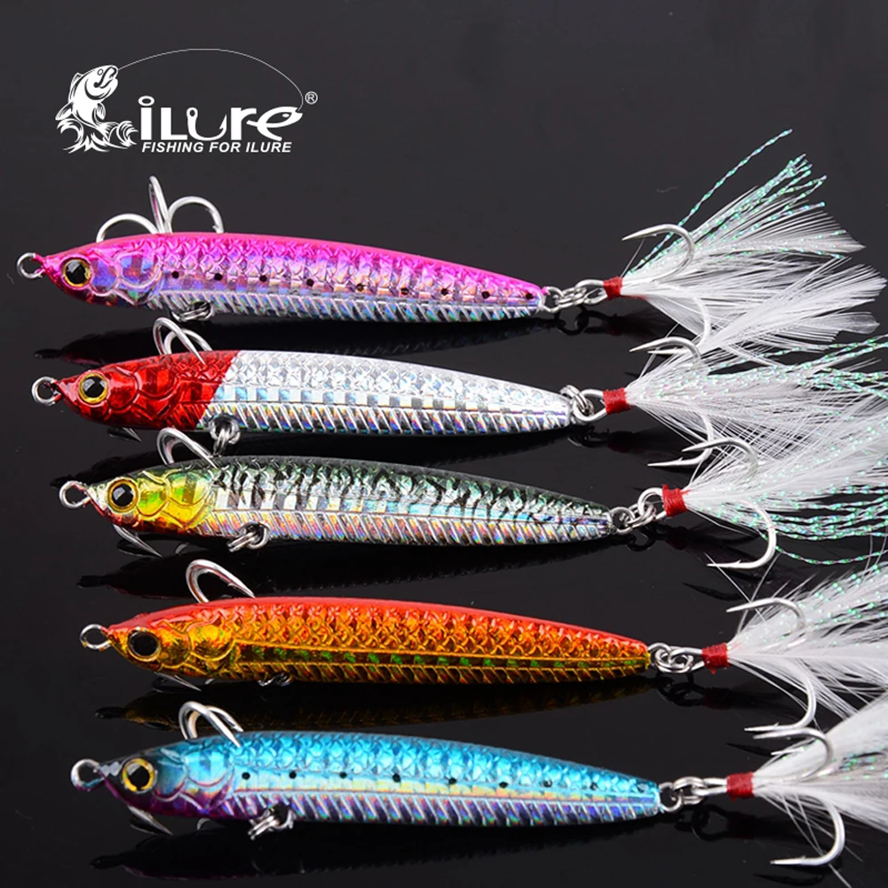 iLure 5pcs/lot Fishing Lure Pencil Bait 20g/30g/40g/50g Lead Fish Metal Jig Spoon Bass Lure Fishing Tackle