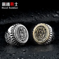 Steel soldier amiable Blessed Virgin Mary ring Judaism and Christianity religion jewelry drop ship