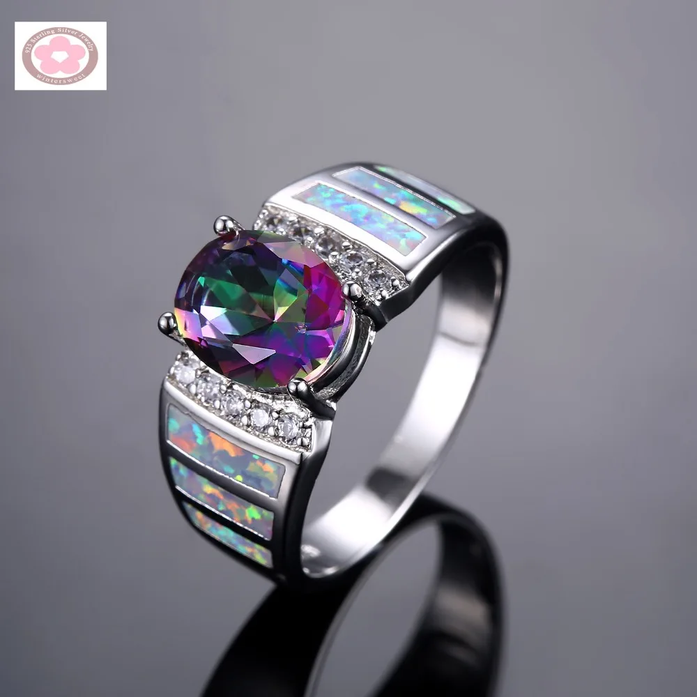 

JLR-201 Rainbow Crystal And Fire Opal And White Zircon Fashion Jewelry For Women Wedding Ring