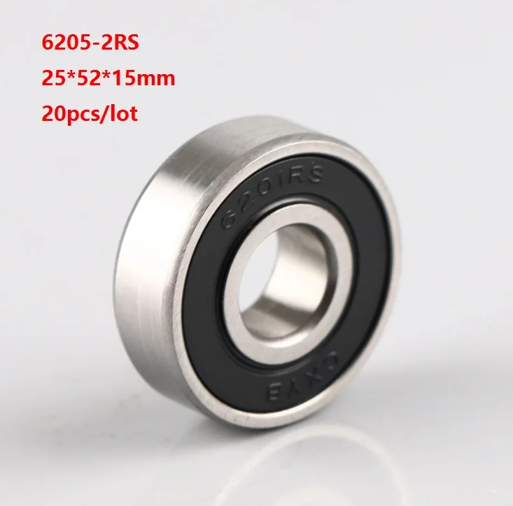 

20pcs/lot 6205RS 6205-2RS 6205 2RS Double cover ball bearings 25*52*15mm Deep Groove Ball Bearing 25x52x15mm