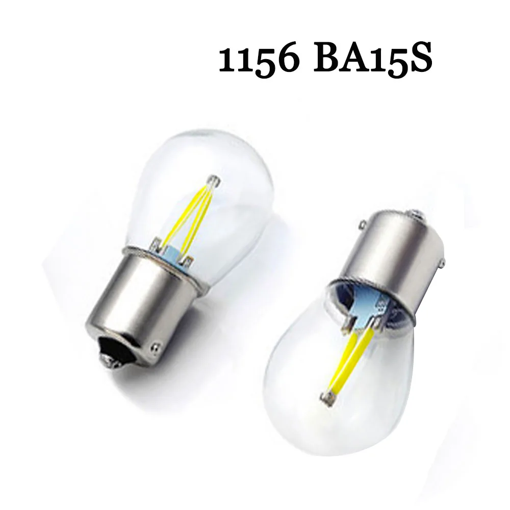 

100X 1156 BA15S 1157 BAY15D BAU15S Filament Light 2 COB Bulbs Car LED Turn Signal Tail Parking Reverse Lamp Red White Yellow 12V