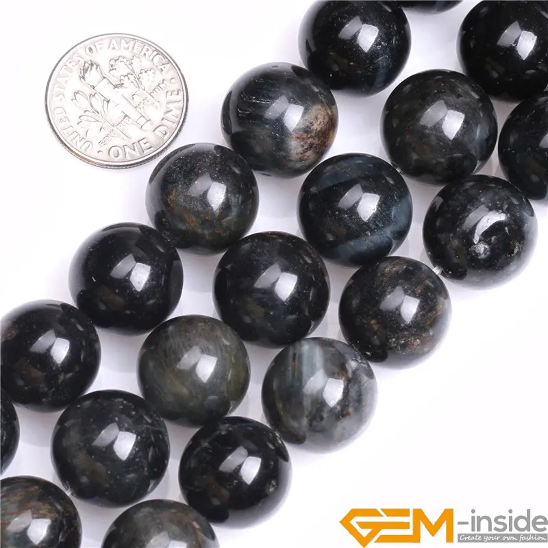 Blue Tiger\'s Eye Stone Round Loose Beads For Jewelry Making Strand 15\