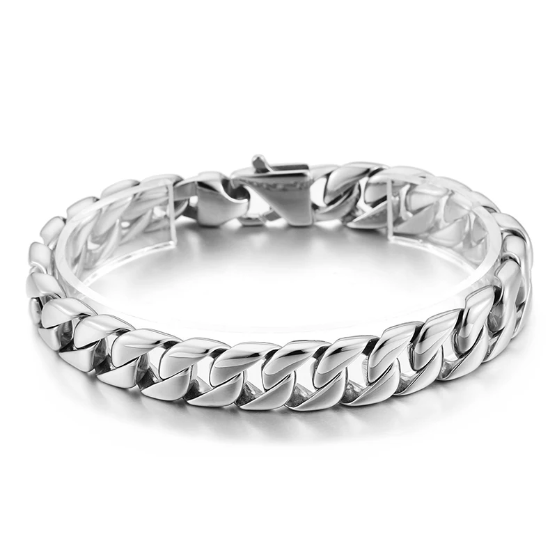 

women Men Hip Hop Stainless Steel Casting Curb Chain Link Bracelet 12mm 9 in
