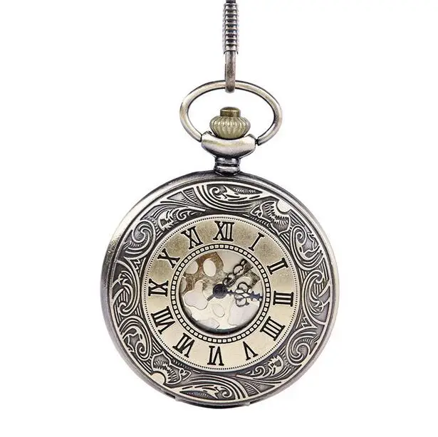 

Men Vintage Pocket Watch Retro Antique Watches with Chain Necklace Roman Steampunk Gift for Him Anniversary PT8751