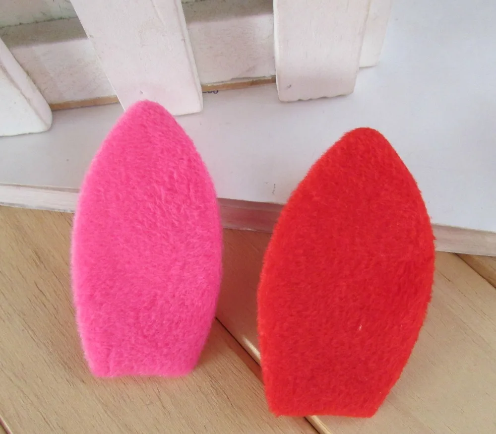 40pcs/Lot 5.8x3.3cm Mix Colors felt furry rabbit ear Shape Patches Multicolors Padded Applique for DIY Children Hair Accessories
