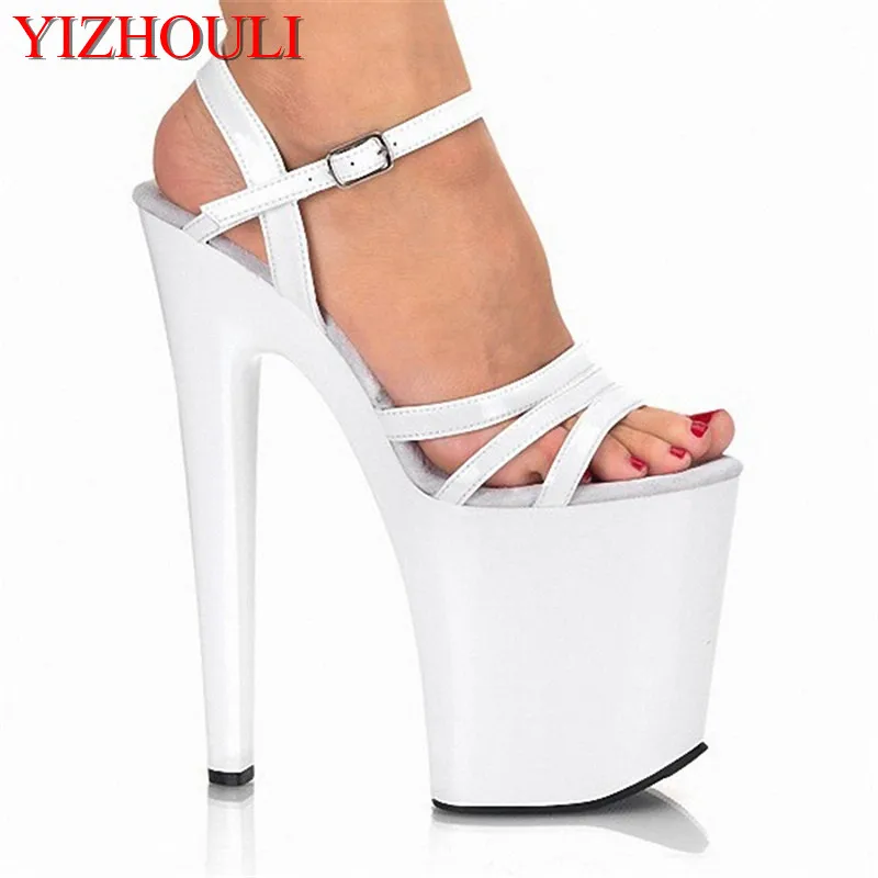 

Sexy 20cm brief high-heeled shoes platform open toe sandals the bride wedding shoes Spike Heel Open 8 Inch Sandals