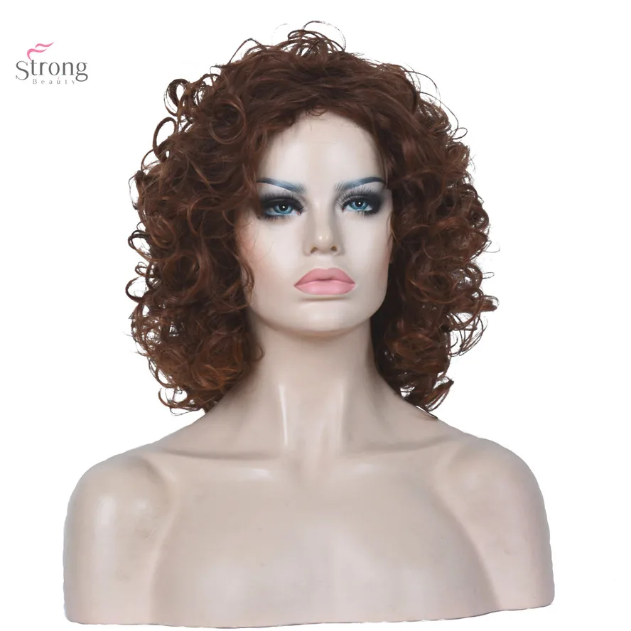 StrongBeauty Women's Wig Auburn Shotr Curly Natural Fluffy Hairstyles Hair Synthetic Full Wigs