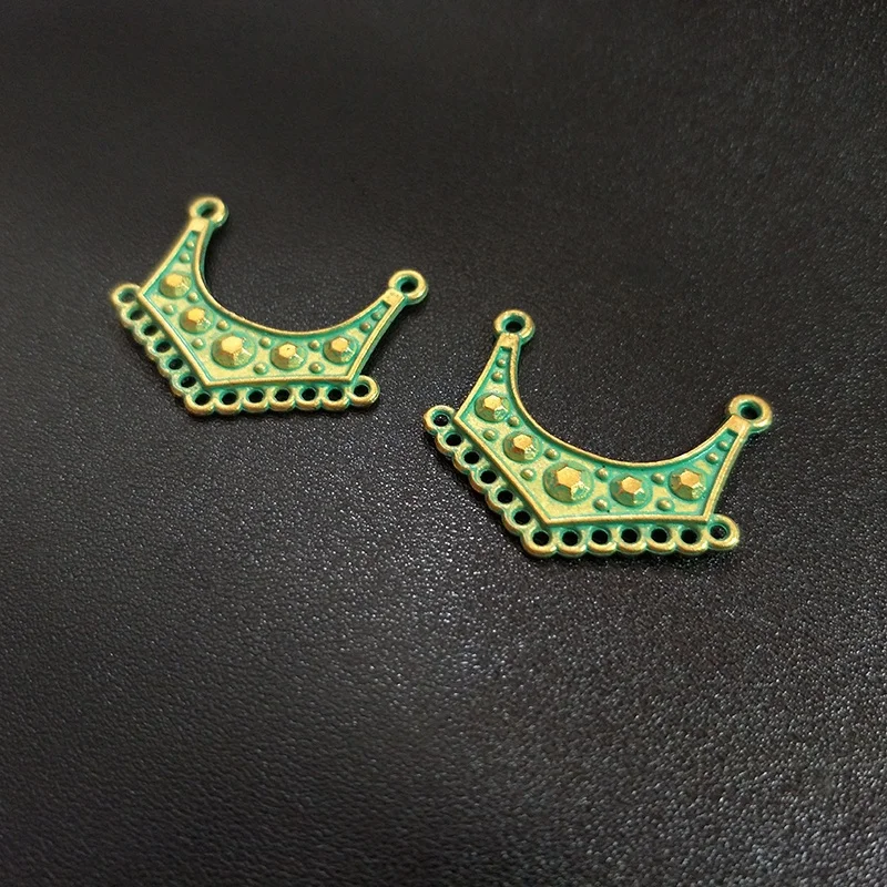 28*23MM U-shape Linker 15pcs/bag Connector Retro Patina Plated Zinc Alloy Green Charms for DIY Jewelry Accessories