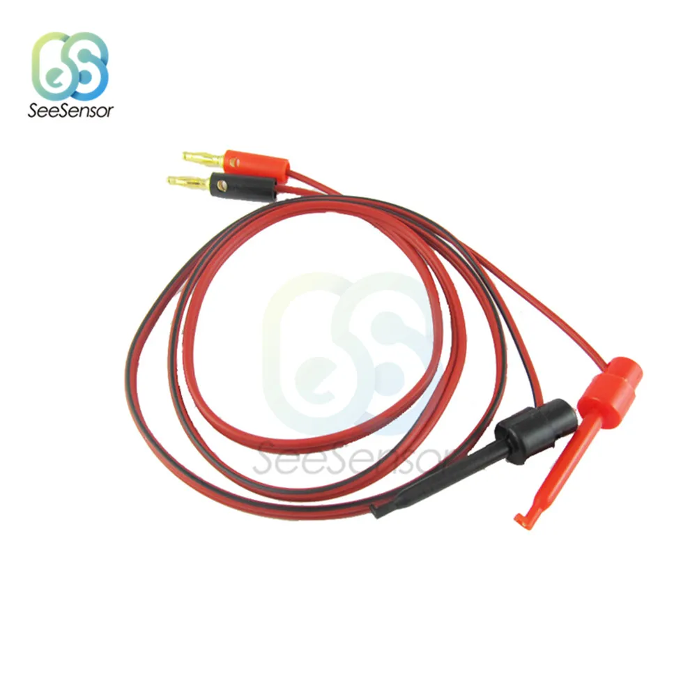 1M Kleine Test Hook Clip Banana Plug Kabel Voor Multimeter Test Lead Kabels Zwart Wit Elektrische Klem Dual tester 1 Paar