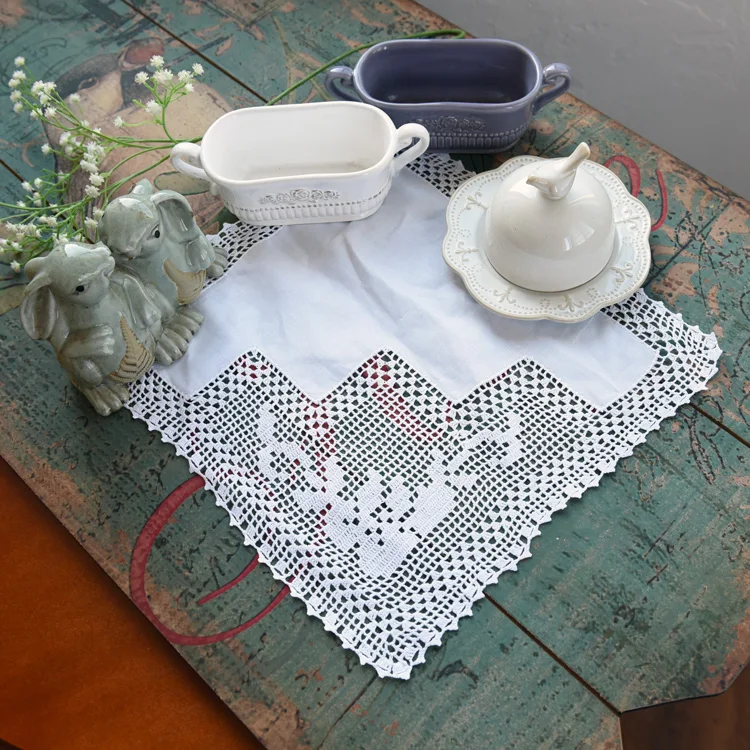 NEW Cotton lace placemat tea coaster kitchen Crochet dining table place mat Christmas wedding Table decoration and accessories