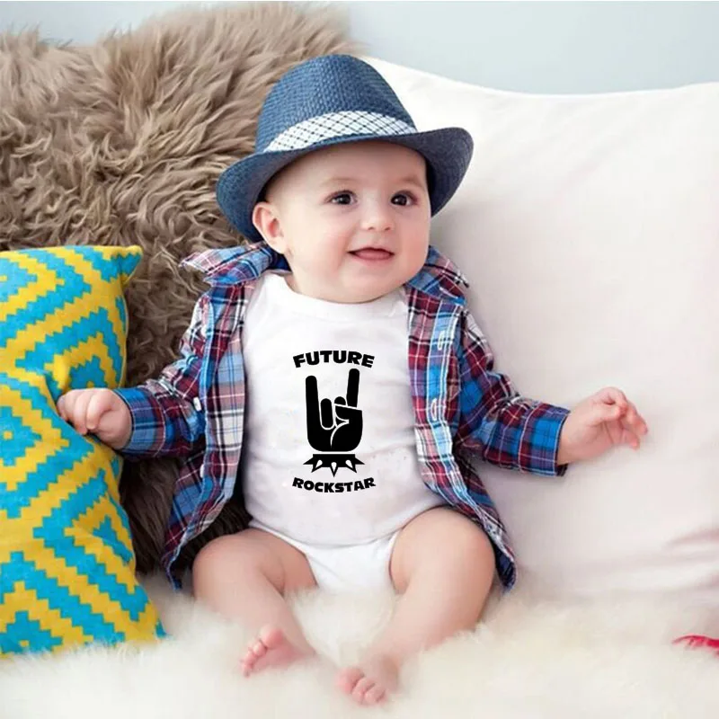 Rock Black Cotton Short Sleeve Baby Bodysuit Baby Boys Girls Clothes Funny Baby Clothing 0-24M