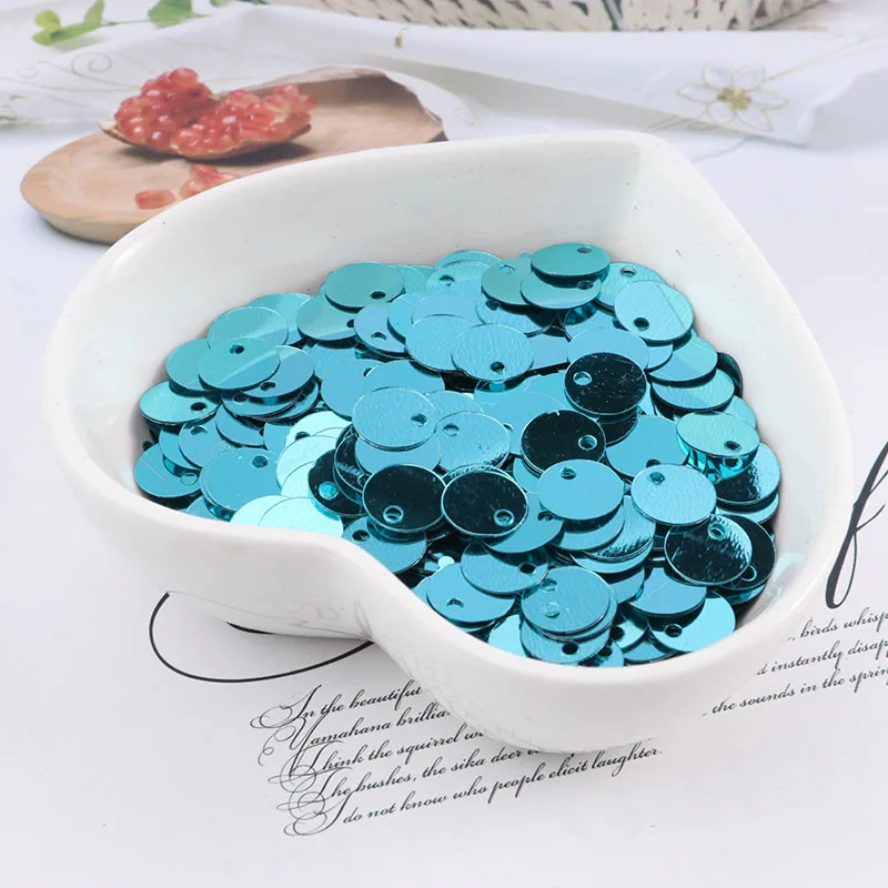 10g(1000pcs)6mm Flat Round Sequins Paillettes sewing Wedding Craft pvc sequin confetti for Garment Accessories with 1 side hole