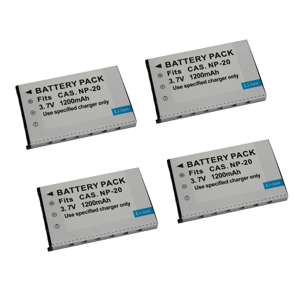 

4Pcs NP-20 NP20 NP 20 1200mAh 3.7V Li-ion Camera Battery For CASIO EX-S880 EX-Z6 EX-S880RD Exilim Card EX Zoom Series