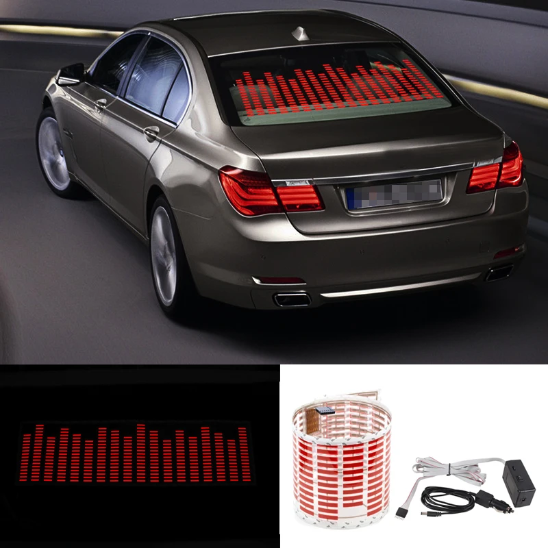 

Car LED Music Rhythm Flash Light Fire Red Sound Activated Sensor Equalizer Rear Windshield Sticker Styling Neon Lamp Kit