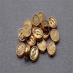 Catholic Virgin Mary Large Hole Beads Rosary Medal Catholic Charm Large Hole Bead Charm Bracelet Jewelry.