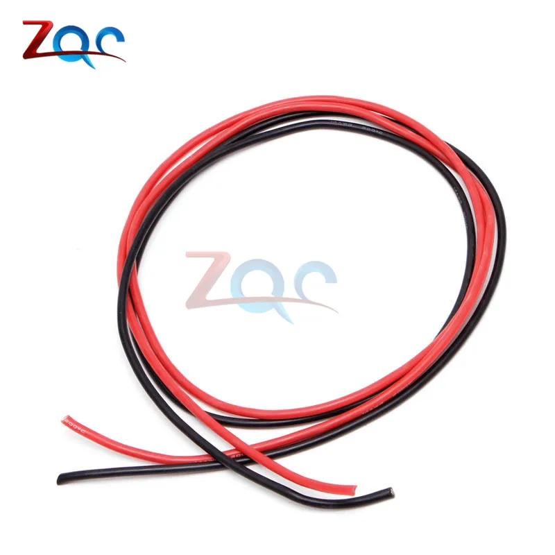 1set 14 AWG Gauge Wire Flexible Silicone Stranded Copper Cables for RC Black 1M + Red 1M