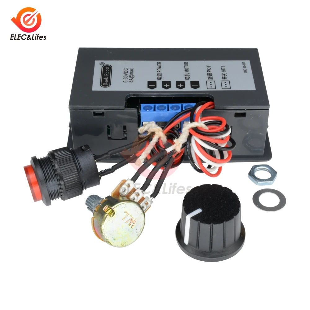 Controlador de velocidade do motor pwm ajustável, dc 6v-30v 12v 24v max 8a 16khz display digtal controle de motor dc interruptor regulador cv