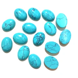 100 PCS Blue Turquoise Natural Stones Cabochon 18x25mm 15x20mm 13x18mm 10x14mm Egg Shape No Hole for Making Jewelry DIY