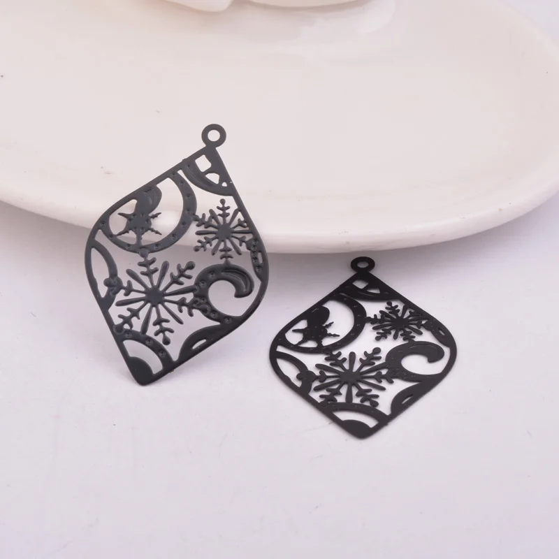 50 Stück AB5411 38*25mm Schneeflocken-Ohrring-Anhänger, bemalte Druck-Charms, Verbindungsstücke – Detail 11