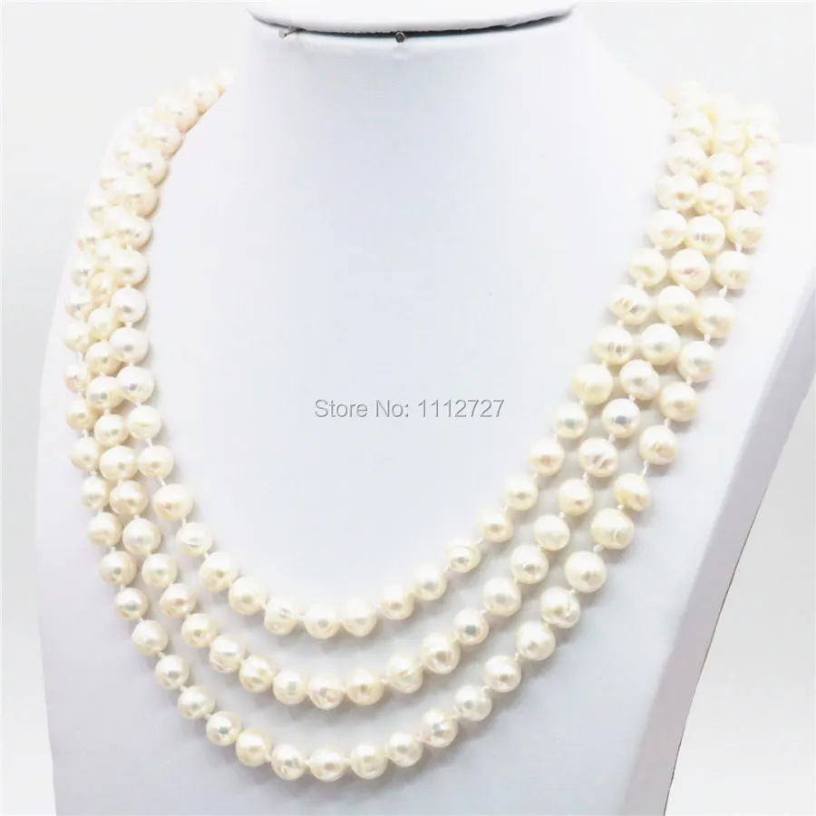 

Accessories White Natural Freshwater Pearl Beads 3ROWS Necklace Earrings Sets DIY Jewelry Making Design Women Girls Gifts 6-7mm