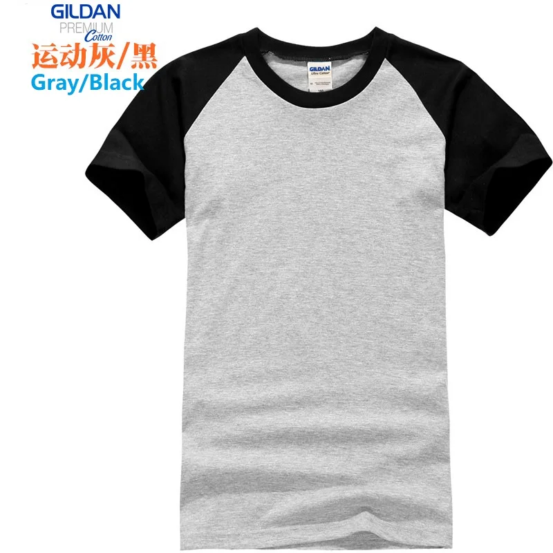 GILDAN 765000 Men 100% Cotton T-shirts Patchwork Short Sleeve T Shirt Mens Tops Tees Basic TShirts Customized Logo Printing