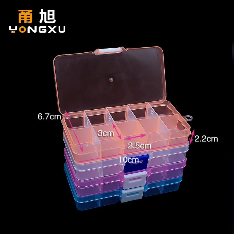 10 Grids Adjustable Transparent Plastic Storage Box for Small Component Jewelry Tool Box Bead Pills Organizer Nail Art Tip Case