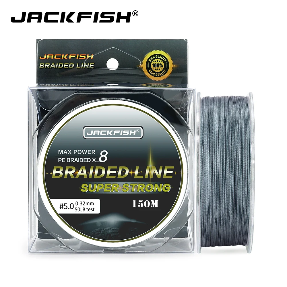 JACKFISH  8 strands 150M Super Strong PE Braided Fishing Line 10-80LB Multifilament Fishing Line Carp Fishing Saltwater