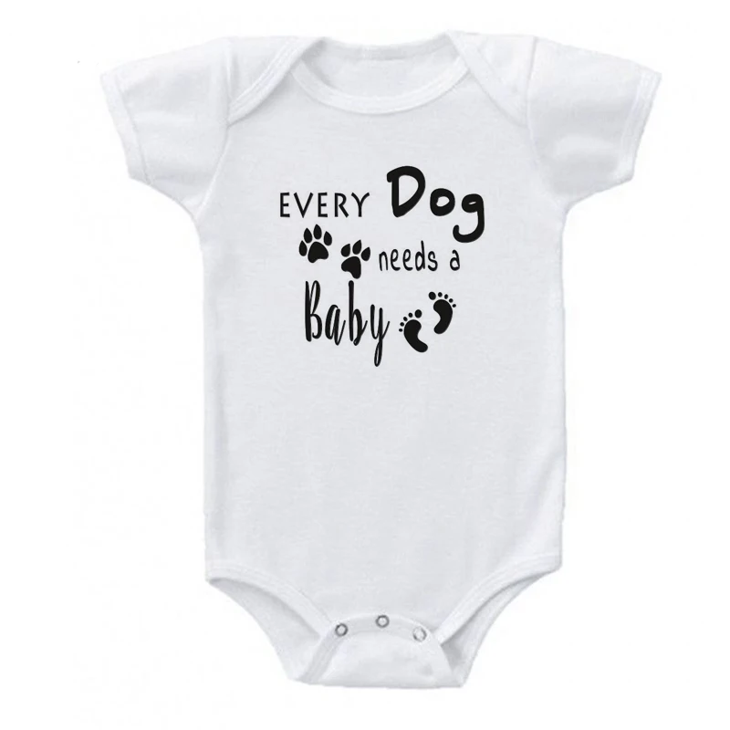 

Newborn Baby Girls Boys Short Sleeve Every Dog Needs A Baby Letter Print Romper Jumpsuit Outfit Summer Baby Clothes