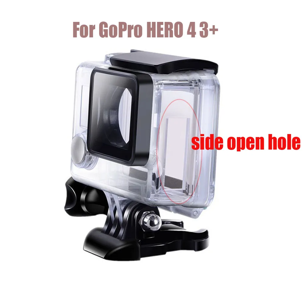 Side Opening Hole Protective Shell Case Skeleton Housing Box +Touch back door For GoPro Hero 3+ Hero 4 Accessory