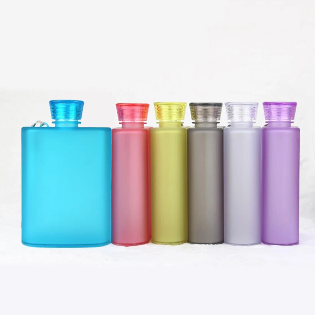 400ml Reusable Small Drinking Water Bottle - BPA Free, Leakproof, Refillable Flat Memo Slim Thin Flask for Sport, Travel, School