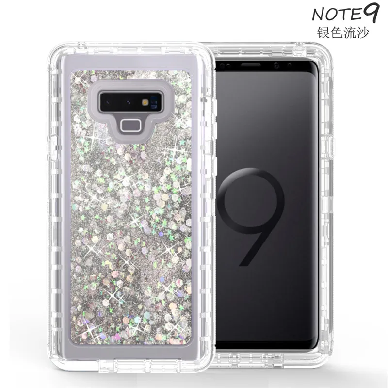 Love Heart Liquid Quicksand TPU Soft Case for Samsung S10 Plus S10lite J3 J7 2018 note9 Hard PC 360 Degree Full-Body Protective