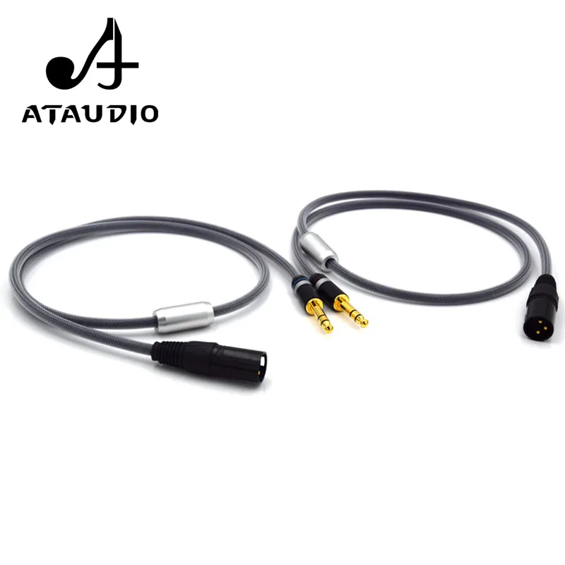 Một cặp ATAUDIO Hifi 6.35mm để XLR Nam Cáp Âm Thanh Chất Lượng Cao Kép 6.5mm để Dual XLR Cáp