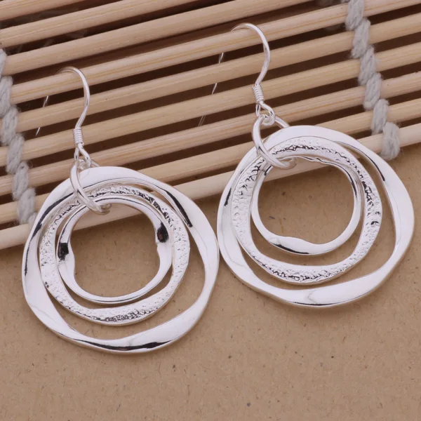 Production hot charm women lady Valentine\'s gift  silver color charm Women circles earrings free shipping , jewelry LE008