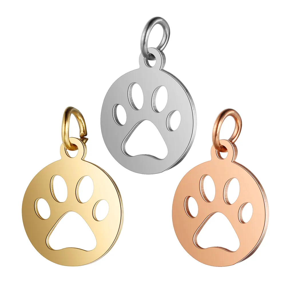 5 Pieces Love Dog Paw Cat Charm Wholesale 316 Stainless Steel DIY Jewelry AAAAA Quality Pendants