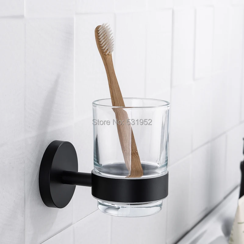 Antique Black SUS 304 Stainless Steel Toothbrush Holder Matte Black Toothbrush Tumbler&Cup Holder Wall Mounted Free Shipping