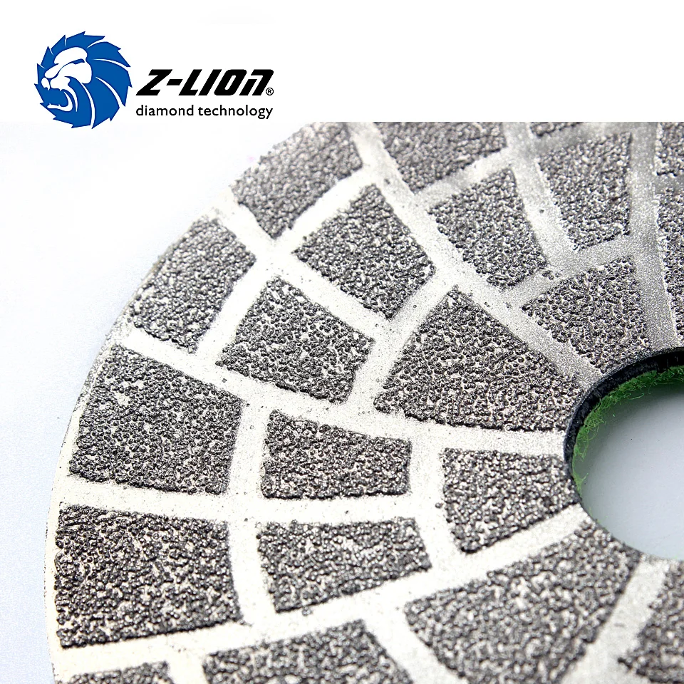 Z-LION 4" 1 Piece Diamond Polish Pad Vacuum Brazing Polishing Wheel Granite Concrete Marble Grinding Disc Sanding Pad