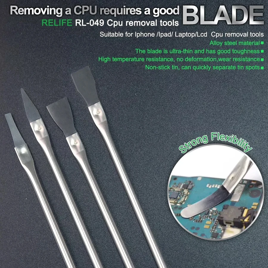 RELIFE Glue removing knife CPU Disassembly Separation Glue 5-in-1 Removal Tool for iPhone iPad Laptop Lcd CPU Clear