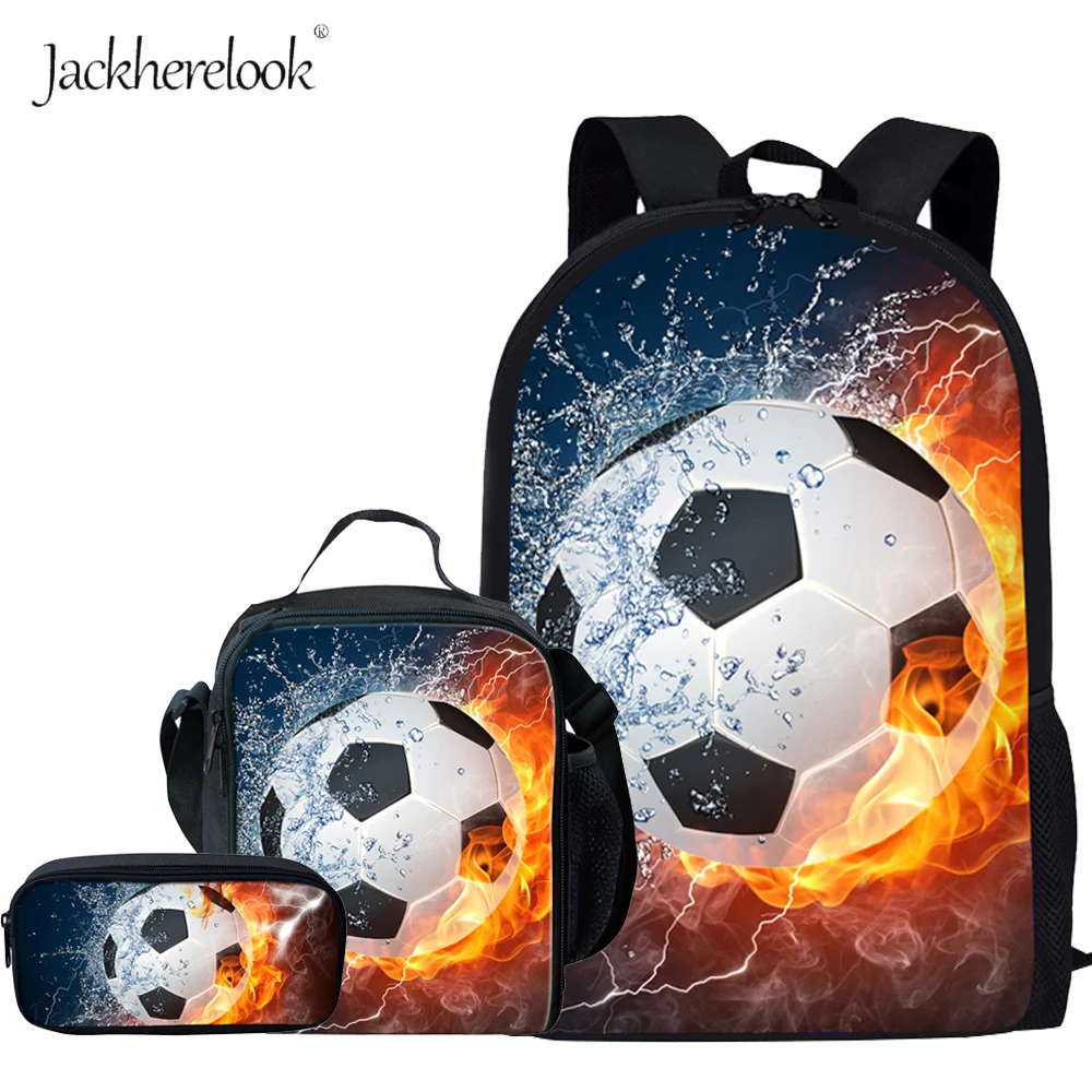 

Jackherelook Kids School Bags 3D Soccer Football Printing School Backpack For Boys Girls Orthopedic Schoolbag Book Shoulder Bag