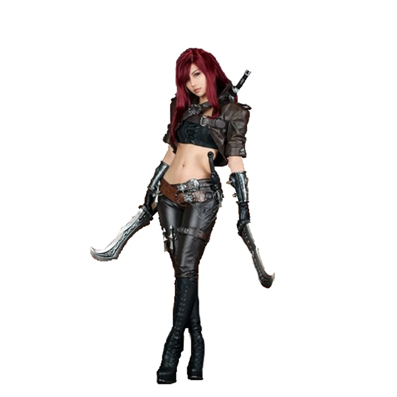 lol cosplay Katarina costume full suit for Halloween leather costumes any size 2 styles can choose 11