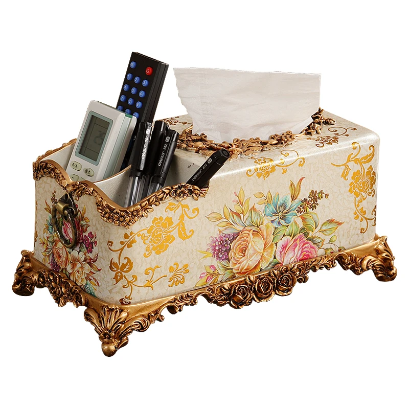 

Multi-Function Home Living Room Coffee Table Storage Tissue Box Tray European TV Remote Control Storage Box