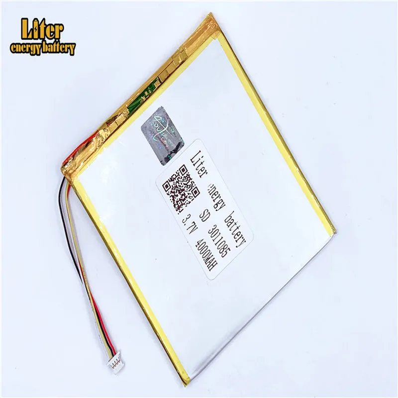 plug 1.0-4P 3.7v 3011085 4000mah Polymer Lithium Li-Po Rechargeable Battery For MP5 GPS DVD E-book Tablet PC video gamey