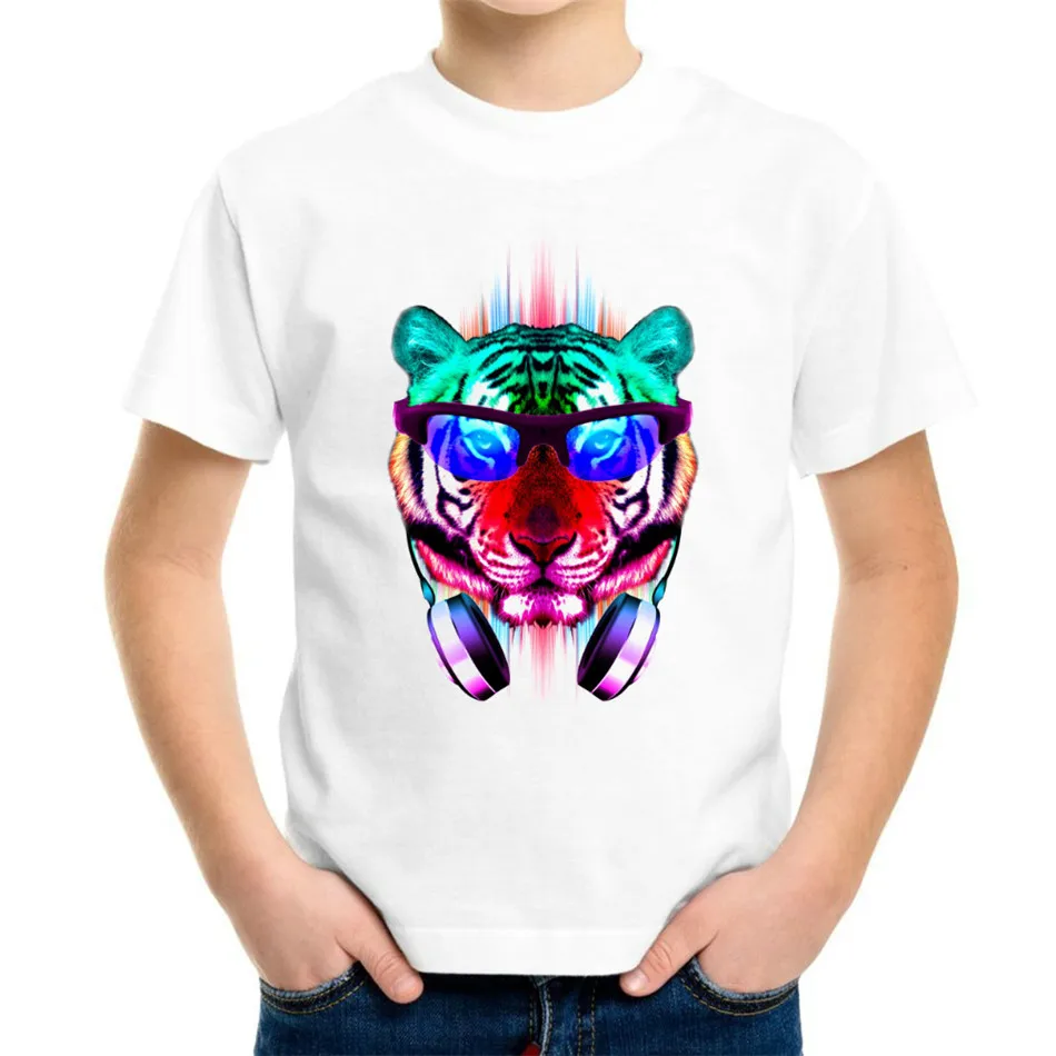 Joyonly 2018 Fashion 3d Dazzling Tiger  T shirts Summer Children Clothing For Kids Girl Print Tops Baby Boys clothes 4-11Y