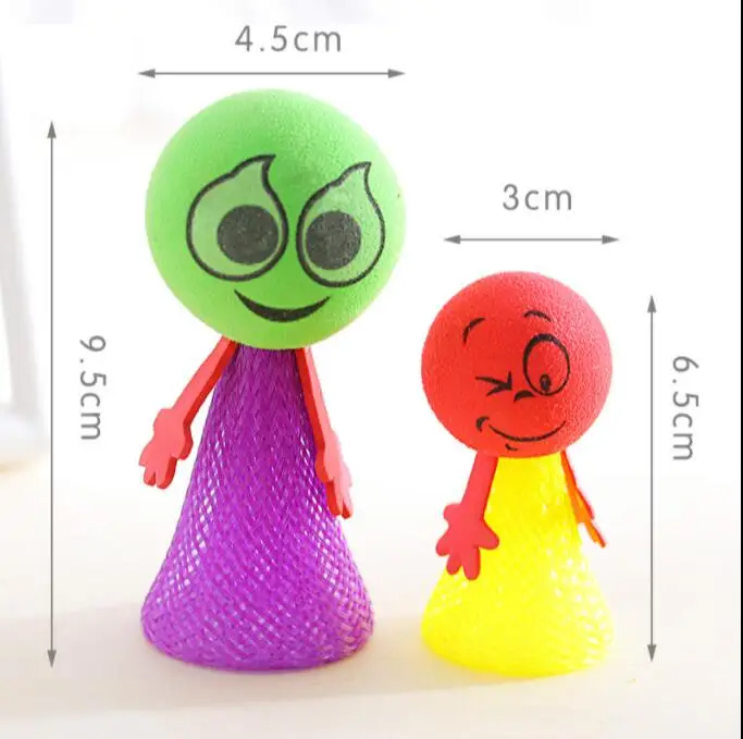 iWish 95mm H Hip Hop Jumping Doll Kids Bounce Ball Springs Toys Educational Game Expressions Push N Down Jump Man for Children