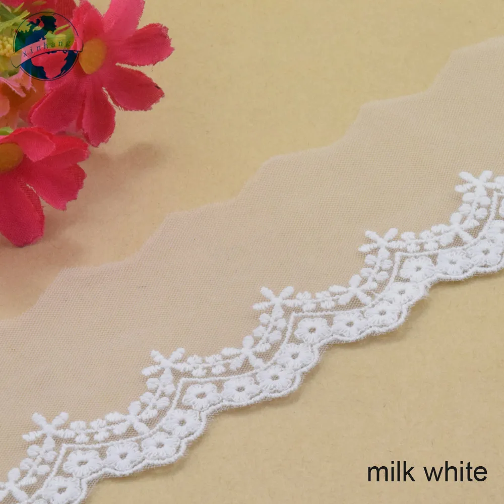 5cm Wide Cotton Embroidery Lace Edge Sewing Ribbon Guipure Trim Wedding DIY Garment Accessories French African Dress lace#3960