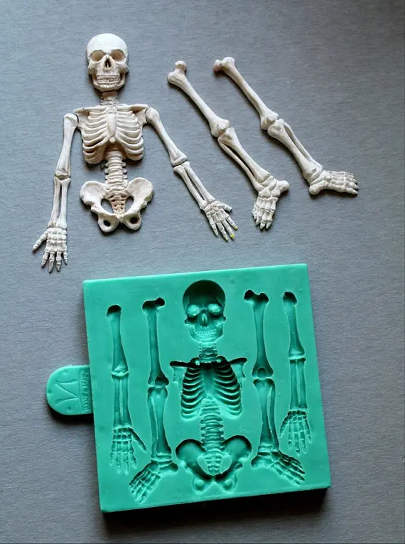 Skeleton Halloween Skeleton Body Fondant Mold Silicone Cake Decoration Handmade Clay Resin Cake Tools Moulds PRZY 001 Radom