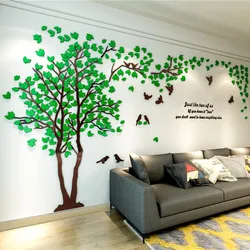 3D Acrylic Tree Wall Stickers Self-adhesive Home Background Wall Wall Decal PVC Wall Stickers Art Decorative Painting Decor