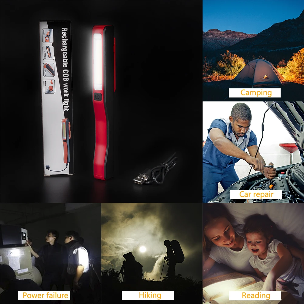 Coquimbo USB Charging COB LED Flashlight Multifunction LED Torch Light With Magnetic Working Inspection Lamp Pen Pocket Lamp